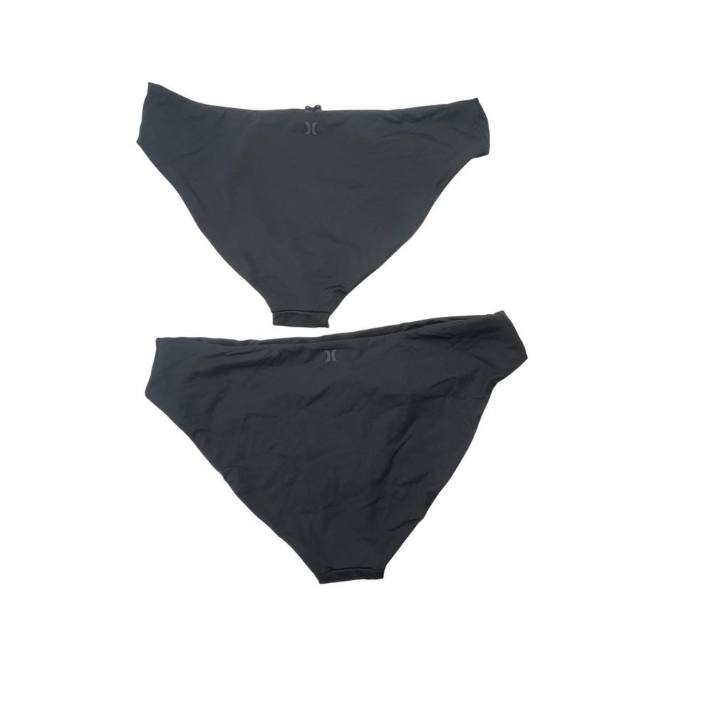Hurley Womens Solid Full Bottom Bikini Swimsuit Bottoms Black Size L 2pk NWT